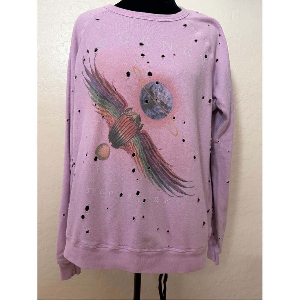 Lauren Moshi Distressed Eagle Graphic Sweatshirt Pink Size S